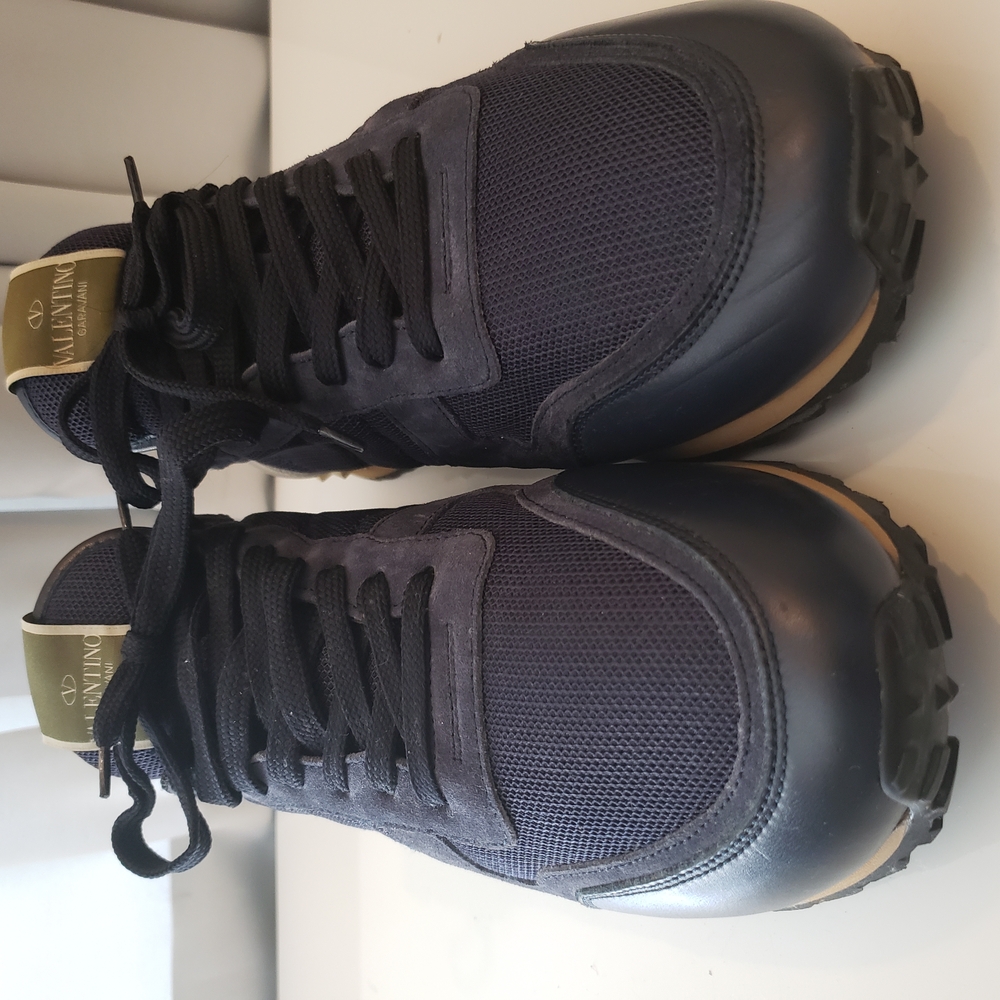 Valentino Garavani Blue and Tan Sneakers with Cushioned Sole